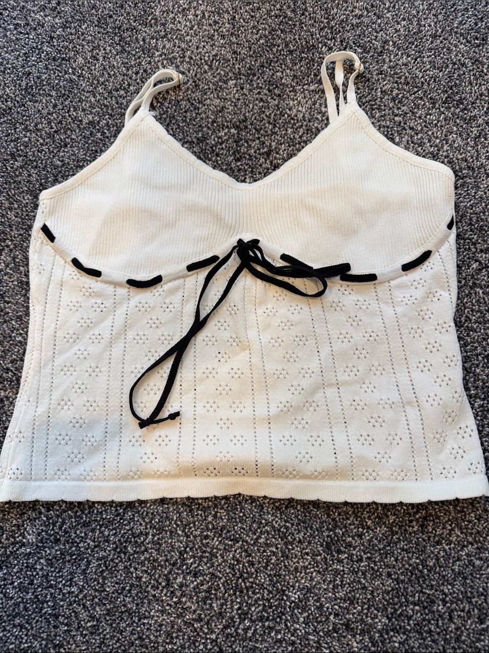 Eyelet Camisole with Black Tie